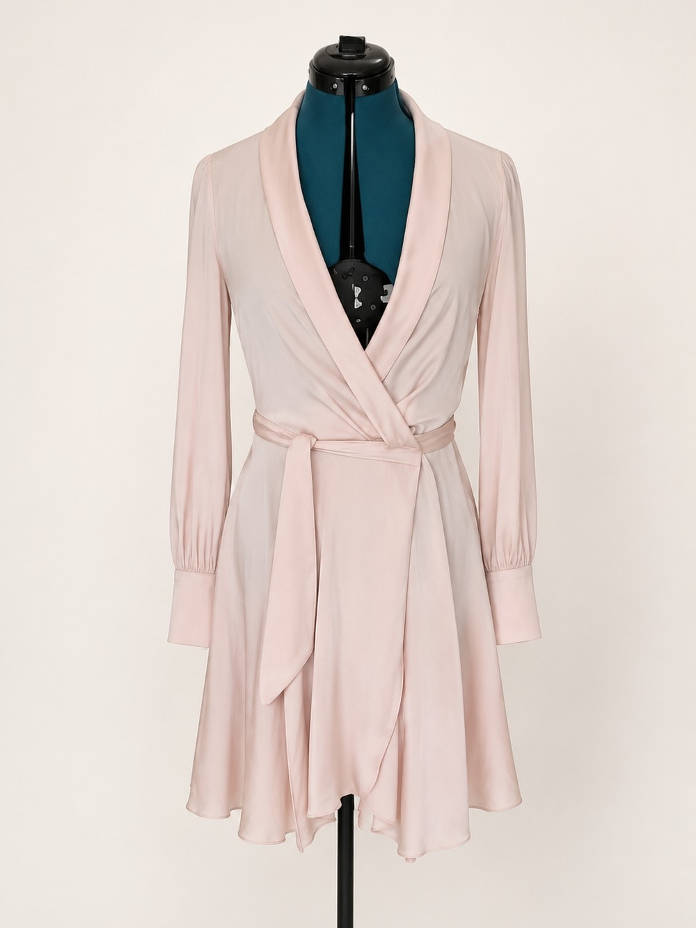 Women's Long Sleeve Wrap Dress in Pale Pink